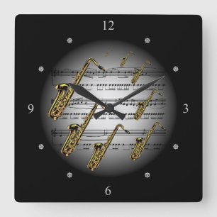 Saxophone ~ Music ~ La musique ~ Música ~ Musik ~ Square Wall Clock