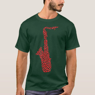 Saxophone Music Lover Heart Shape Saxophone Valent T-Shirt