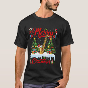 Saxophone Music Lover Lights Xmas Saxophone Christ T-Shirt