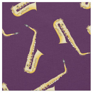Saxophone Music Musician Room Decor Purple Fabric