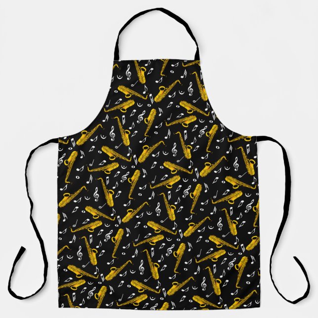 Saxophone Music Note Pattern Apron (Front)