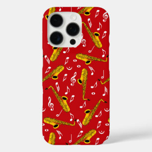 Saxophone Music Note Pattern iPhone 16 Pro Case