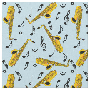 Saxophone Music Note Pattern Fabric