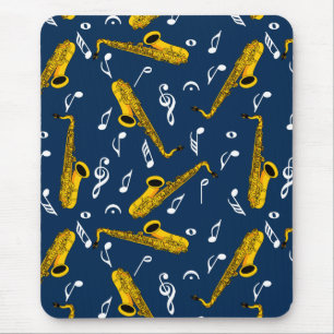Saxophone Music Note Pattern Mouse Pad