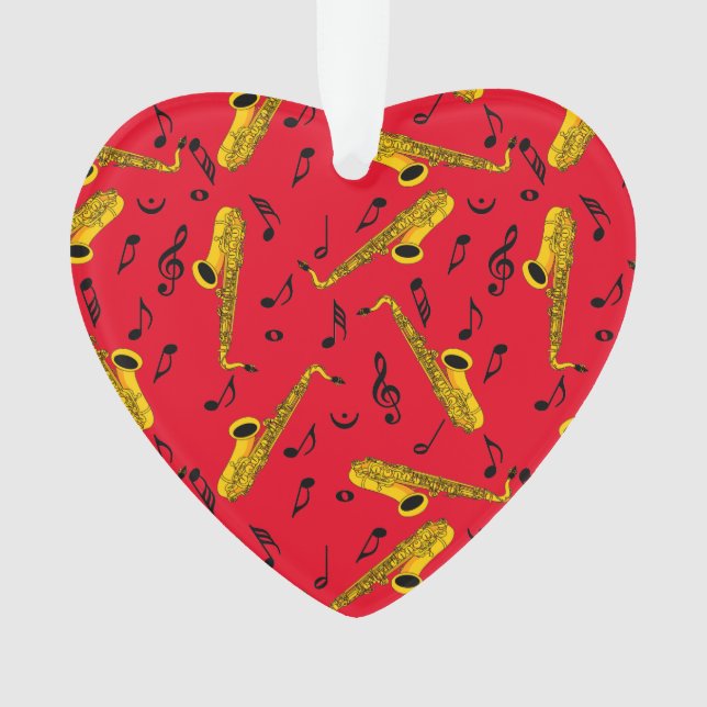 Saxophone Music Note Pattern Ornament (Front)