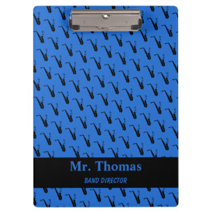 Saxophone Music Notes Personalised Blue Clipboard