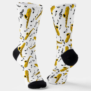 Saxophone Music Notes Socks
