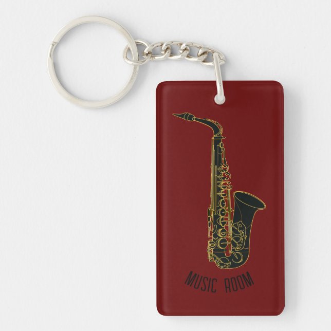 Saxophone Music Room(Customisable) Key Ring (Front)
