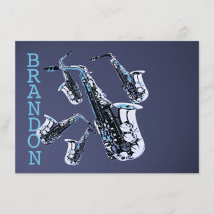 Saxophone Music Thank You Flat Card