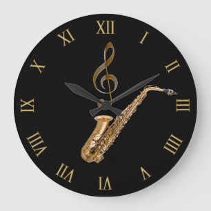 Saxophone Music-Themed Musician's Gift Large Clock