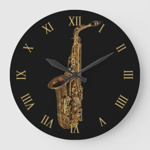 Saxophone Music-Themed Musician's Gift Large Clock