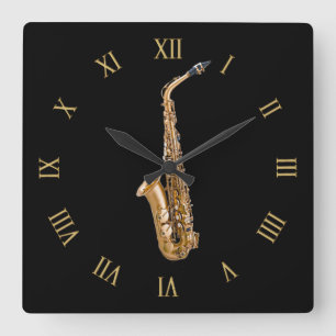 Saxophone Music-Themed Musician's Gift Square Wall Clock