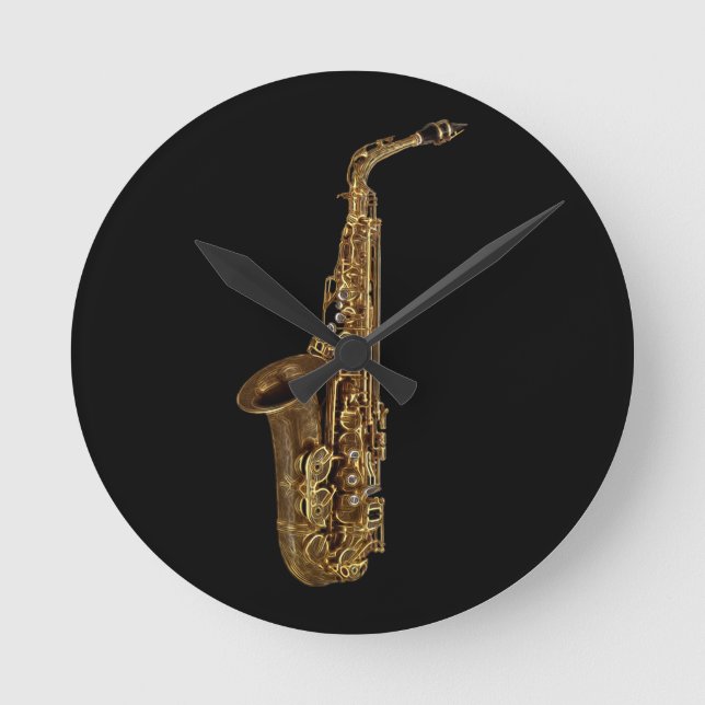 Saxophone Music Themed Wall Clock (Front)