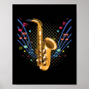 Saxophone Musical Instrument Drums Bass Pianist Tr Poster
