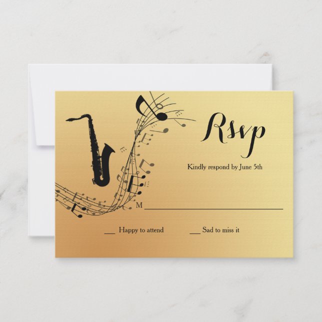 Saxophone Musical Instrument RSVP Card (Front)