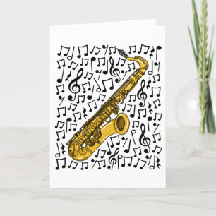 Saxophone Musical Notes, Saxophonist Music Teacher Holiday Card