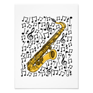 Saxophone Musical Notes, Saxophonist Music Teacher Photo Print