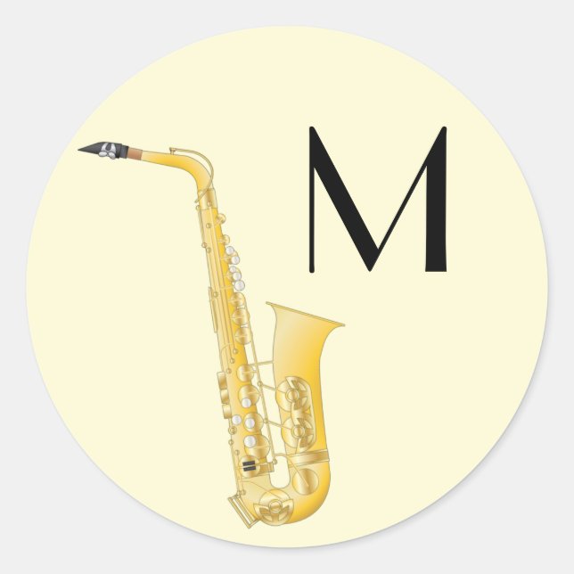 Saxophone Musician Band Teacher Classic Round Sticker (Front)