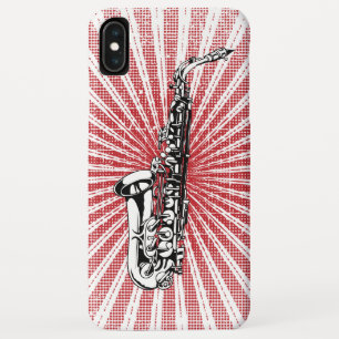 Saxophone on Grunge Red Sunburst iPhone XS Max Case