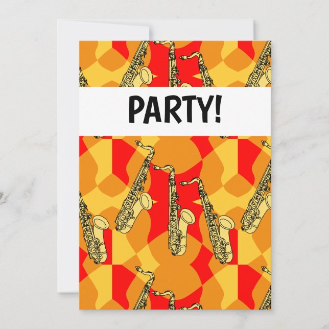 Saxophone  Pattern Invitation (Front)
