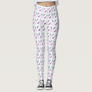 Saxophone Pattern Purple Teal Leggings