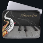 Saxophone Personalised  Laptop Sleeve<br><div class="desc">Saxophone Piano Music Note Personalised design.</div>