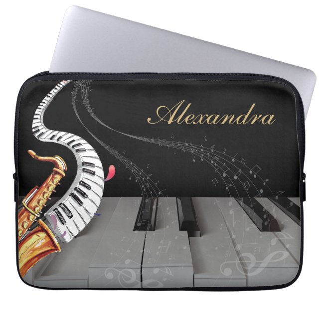 Saxophone Personalised  Laptop Sleeve (Front)