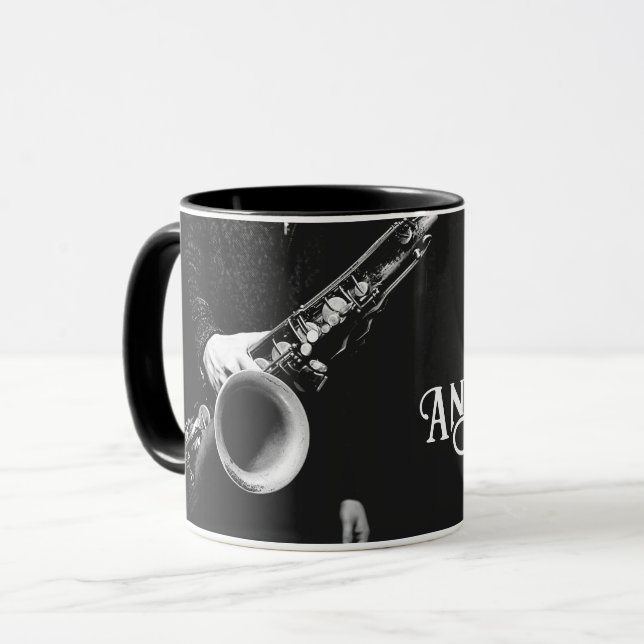 Saxophone personalised mug (Front Left)