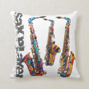 Saxophone Photo Print Square Pillow by Juleez