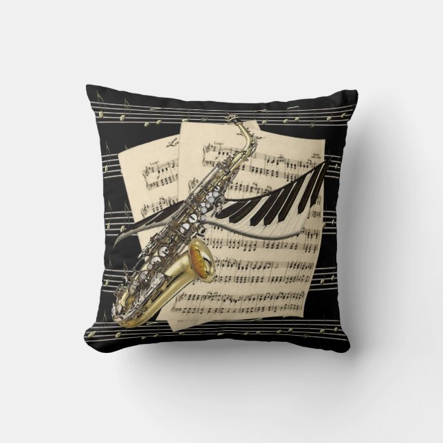 Saxophone & Piano Music Cushion (Front)