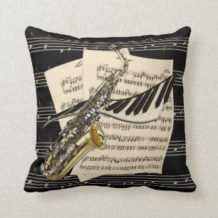 Saxophone & Piano Music Cushion