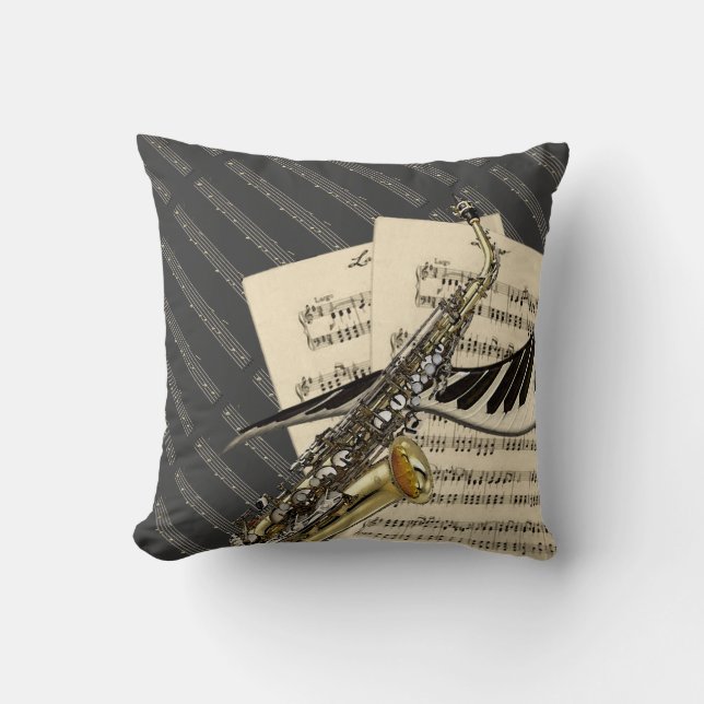 Saxophone & Piano Music Cushion (Front)