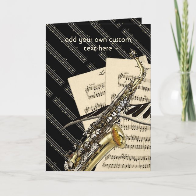 Saxophone & Piano Music Design Personalised Card (Front)