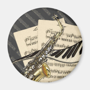 Saxophone & Piano Music Magnet