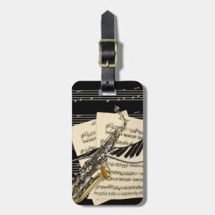 Saxophone & Piano Music Personalised Luggage Tag