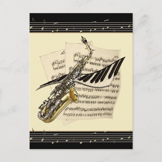 Saxophone & Piano Music Postcard (Front)