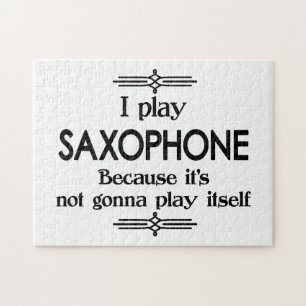 Saxophone - Play Itself Funny Deco Music Jigsaw Puzzle