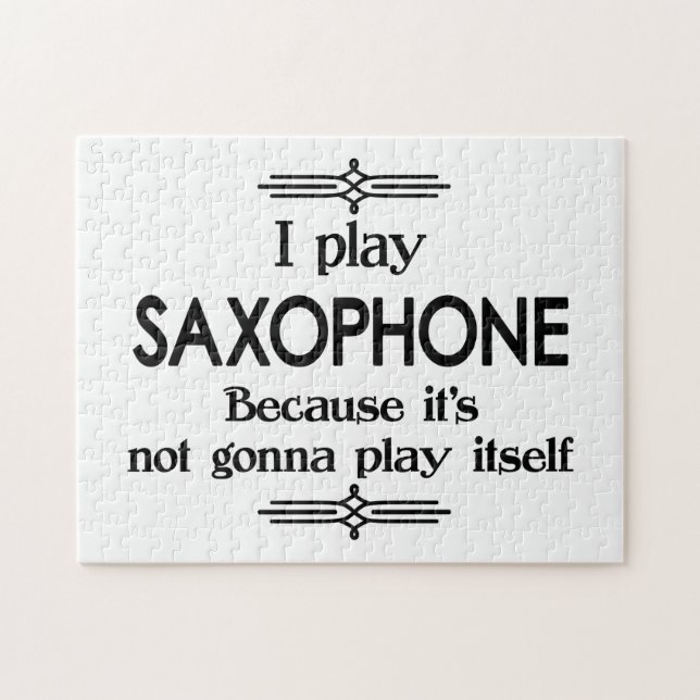 Saxophone - Play Itself Funny Deco Music Jigsaw Puzzle (Horizontal)