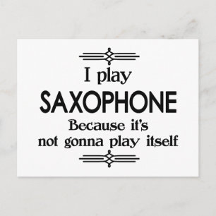 Saxophone - Play Itself Funny Deco Music Postcard