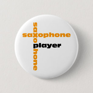 Saxophone Player 6 Cm Round Badge