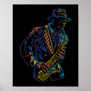 Saxophone player abstract art poster