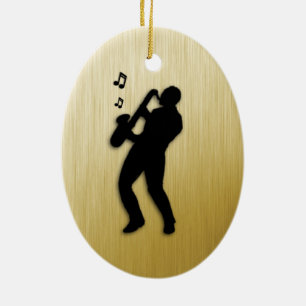 Saxophone Player Ceramic Tree Decoration