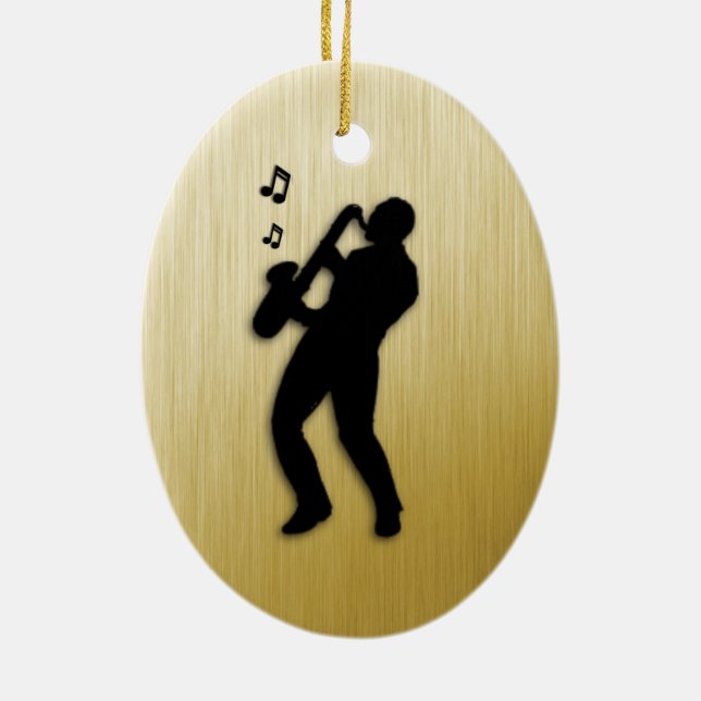 Saxophone Player Ceramic Tree Decoration (Back)