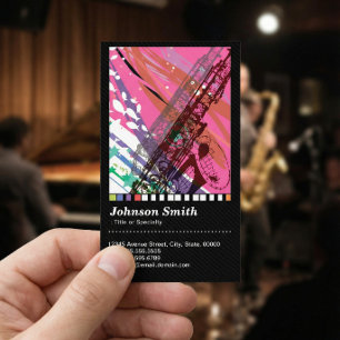 Saxophone Player - Cool Abstract Drawing - QR Code Business Card