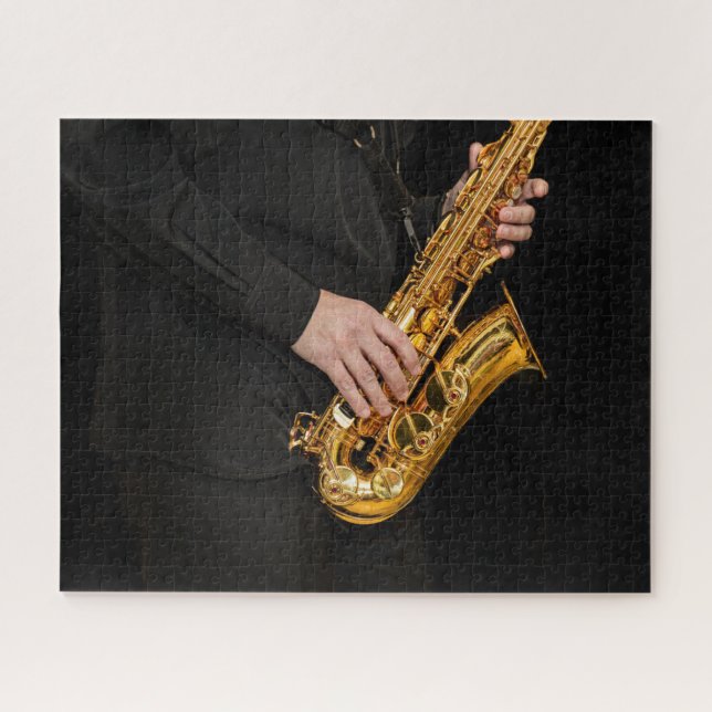 Saxophone Player Hands Puzzle | Jazz Musician Gift (Horizontal)