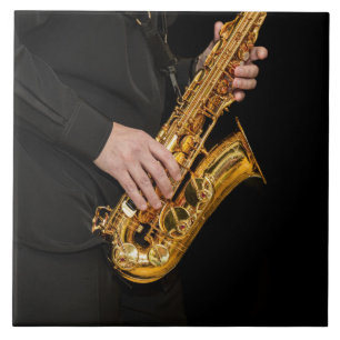 Saxophone Player hands Saxophonist playing jazz Ceramic Tile