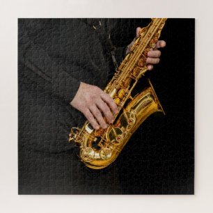Saxophone Player hands Saxophonist playing jazz Jigsaw Puzzle