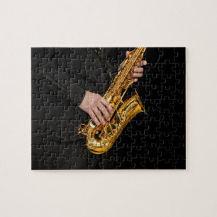 Saxophone Player hands Saxophonist playing jazz Jigsaw Puzzle