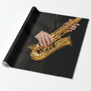 Saxophone Player hands Saxophonist playing jazz Wrapping Paper