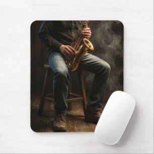 Saxophone Player in a Smoky Room Mouse Pad